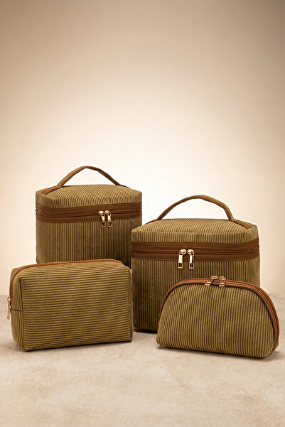 Lui Baby 4-Piece Makeup & Organizer Bag Set Stylish Textured Fabric, Zippered...