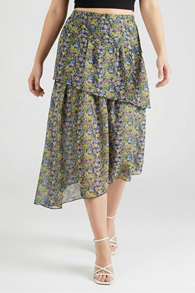 Maje Women Floral Pattern Midi Skirt, Multicolor