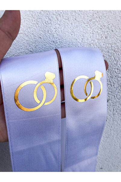 hemdemhediyelik Gold Color Ring Symbol Printed Jewelry Ribbon Set (Nameless f...