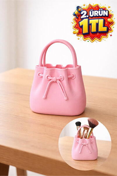 GiginGo Mini Çanta Görünümlü Makyaj Fırçalık Dekoratif Organizer 10 cm