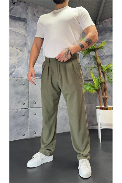 PEERLESS STORE Pile Detailed Premium Fabric Baggy Trousers
