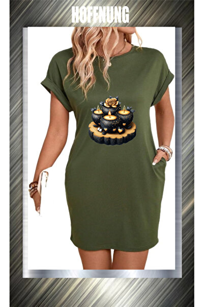 HOFFNUNG Unisex Short Sleeve Round Neck Black Candles Printed Solid Color Lon...