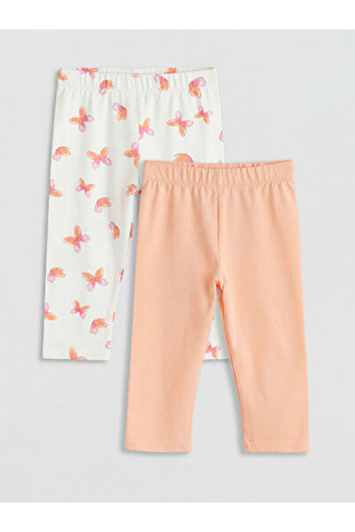 LC Waikiki Rmz Gi̇yi̇m Farkiyla Girls' Leggings with Waist Cord, Pack of 2