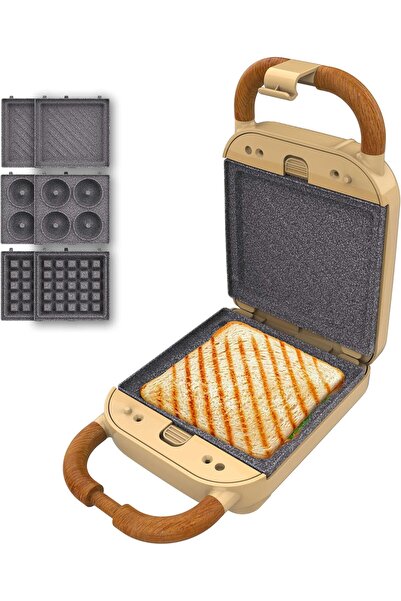 CECOTEC Aparat de făcut sandvișuri Rock'nToast Retro One, 3 în 1, Sandviș, Go...