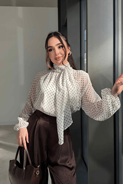 Sorridi Polka Dot Halter Neck Chiffon Blouse