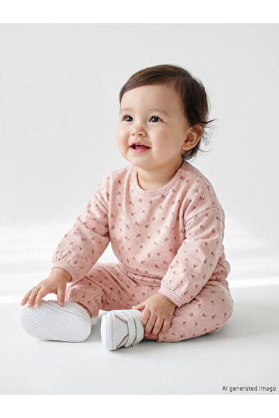 LC Waikiki Trendlucky Printed Baby Girl Tracksuit Set with Difference in Color
