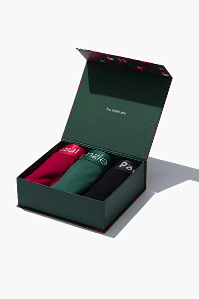 Paul Kenzie Colecția de Crăciun - Set de 3 chiloți slip pentru bărbați - Holly