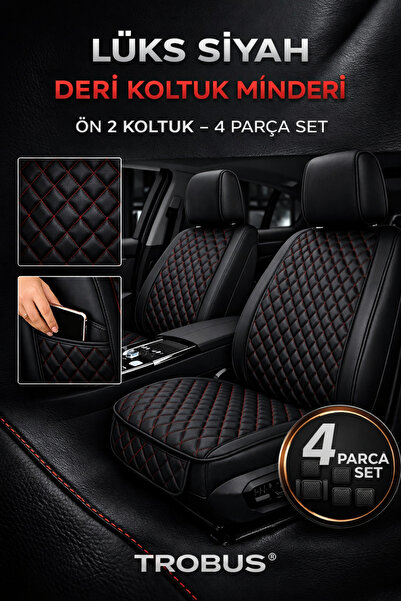TROBUS Faux Leather Car Seat Cushion, Wipeable, Stain-Resistant, Quilted, 2-P...