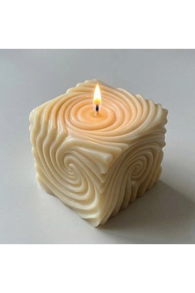 andela Kare Şeklinde Spiral Hatlı Silikon Mum Kalıbı