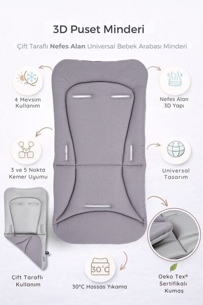 ubeybi وسادة عربة الأطفال، وسادة عربة أطفال عالمية ثلاثية الأبعاد شبكية قابلة...