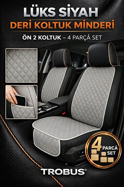 TROBUS Faux Leather Car Seat Cushion, Wipeable, Stain-Resistant, Quilted, 2-P...