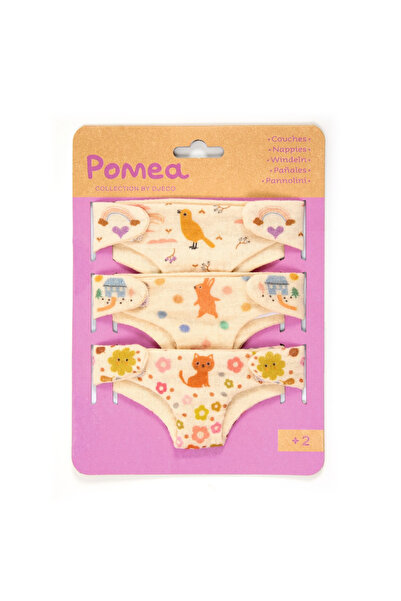 djeco Colectia Pomea Set 3 scutece pentru papusi bebelus,