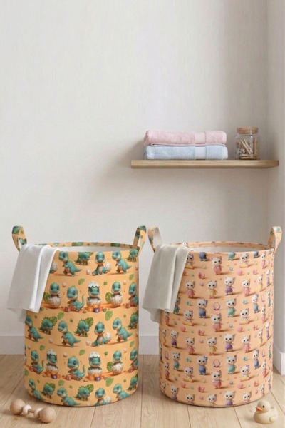 Paris Home 2 Patterned Children's Toy Baskets – Foldable Toy Storage Basket O...