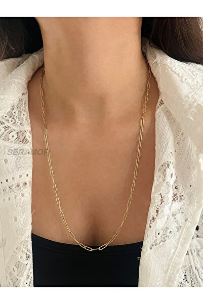 SERAMOR 14K altın renginde trend premium Ataç kolye xupıng mrka (60 cm)