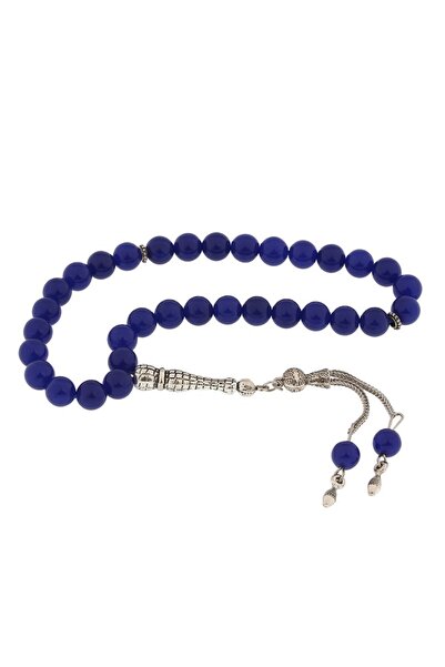 Inure Jewelry Молитвени броеници от естествен камък с метални мъниста от син ...