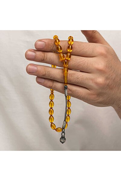 Inure Jewelry Mărgele de rugăciune de chihlimbar cu ciucuri de argint Kazaz