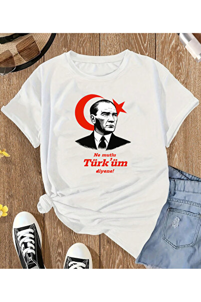 SUNFREE 23 APRILIE ATATURK Tricou unisex cu mânecă scurtă, cu imprimeu, cu gâ...