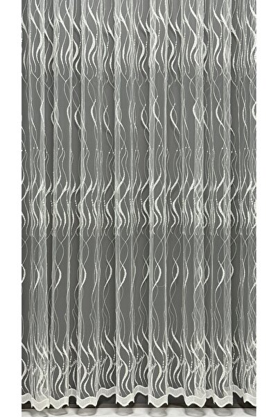 Görkem ستارة |   ستارة تول مطرزة بنمط مموج - لون إكرو لغرفة المعيشة العصرية ا...