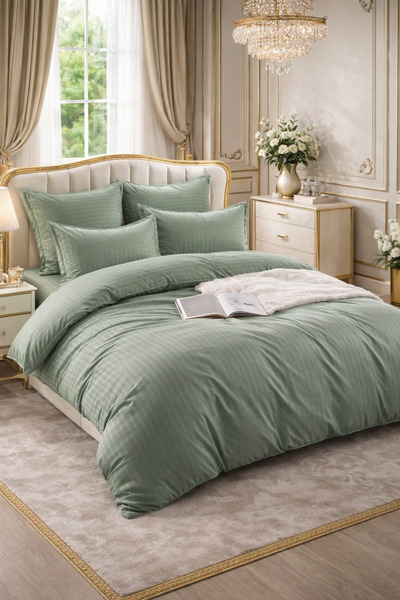 Casa Pucioasa Damask Finet Bed Linen 6 Pieces, Fitted Sheet, 230x250 elastic,...