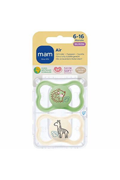 MAM Air Silikon l Emzik 2'li Set I Sterilize Kutuda I 6-16 Aylık I Kirpi/At