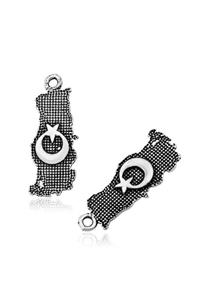 Inure Jewelry ​ Ασημένια φούντα τουρκικής σημαίας με μοτίβο Αστέρι του Φεγγαρ...