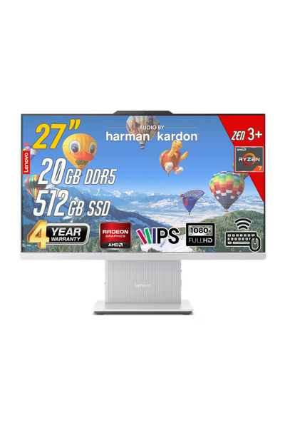 LENOVO IdeaCentre 27ARR9 AMD Ryzen 7-7735HS 20GB 512GB 27 FHD FreeDos Beyaz A...