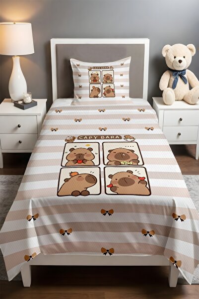 EVPANYA Capybara and Ribbons Patterned Single Baby Kids Pique Set