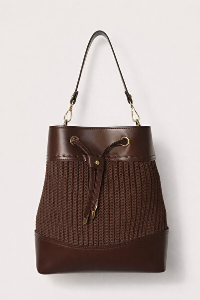 BY AKTEPE STORE Handmade Brown Knitted Women's Bucket Bag – Stylish Shoulder ...