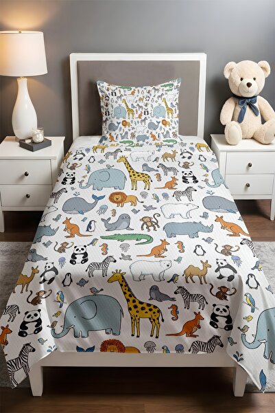 EVPANYA Animal Kingdom Patterned Single Baby Child Pique Set