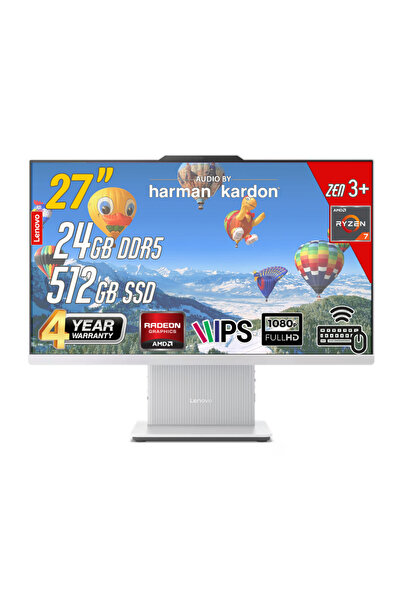 LENOVO IdeaCentre 27ARR9 AMD Ryzen 7-7735HS 24GB 512GB 27 FHD FreeDos Beyaz A...