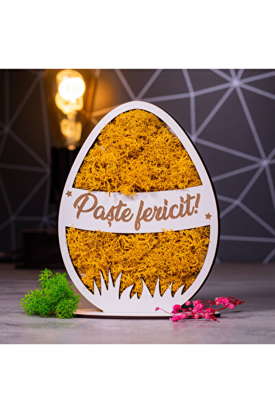 Creators of Crafts Decoratiune Ou Cu Licheni - Paste Fericit, 11x15cm