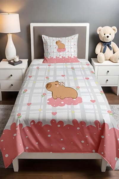 EVPANYA Pink Dreams Capybara Patterned Single Baby Kids Pique Set