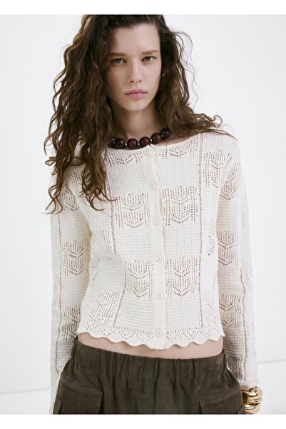 MANGO Woman İşleme detaylı triko hırka