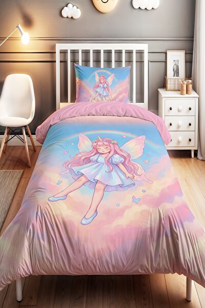 EVPANYA Rainbow Fairy Patterned Single Baby Kids Duvet Cover Set