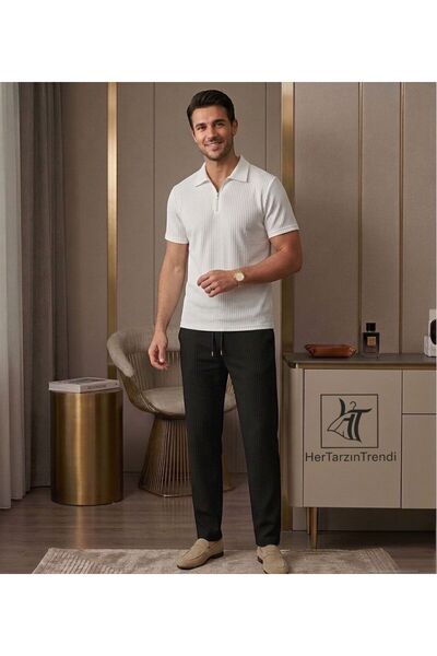 HerTarzınTrendi Ottoman Half Zipper Polo Collar T-Shirt and Baggy Sweatpants ...