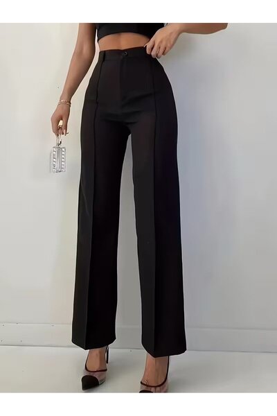 DRESSIFY WOMEN’S FASHION Παντελόνι από ύφασμα με ψηλόμεσο ανδρικό κόψιμο σε μ...