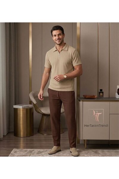 HerTarzınTrendi Ottoman Half Zipper Polo Collar T-Shirt and Baggy Sweatpants ...