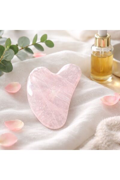 Agatella Tasarım Orijinal Pembe Kuvars Gua Sha Taşı 1. Sınıf Kalite Yüz Masaj...