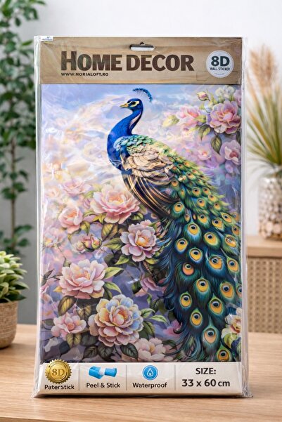 OEM Autocolant Decorativ Perete 8D cu Paun si Flori, Home Decor Elegant - 33 ...