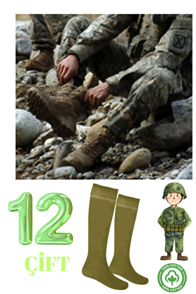 DİLRUBA AVM 12 Pairs of Soldier Socks Lycra Combed Cotton Flexible Socks Long...
