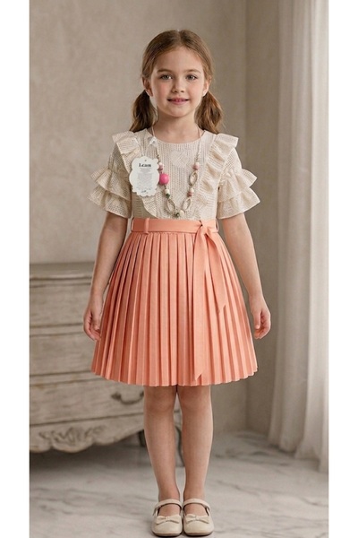 BEGONYA BEBECE KIDS Girl's Summer Dress, Seasonal Dress, Lace Pleated Dress