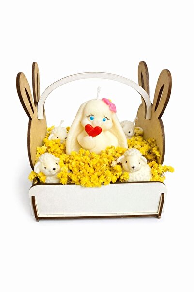 OEM Aranjament Paste cu iepuras si 5 oi, lumanari ceara soia parfumata, cos l...