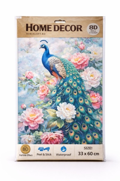 OEM Autocolant Decorativ Perete 8D cu Paun si Flori, Home Decor Elegant - 33 ...