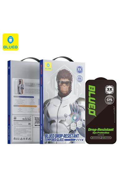 BLUEO iPhone 16 Pro Max /17 Pro Max Compatible Drop Resistant Tempered Ar Gla...