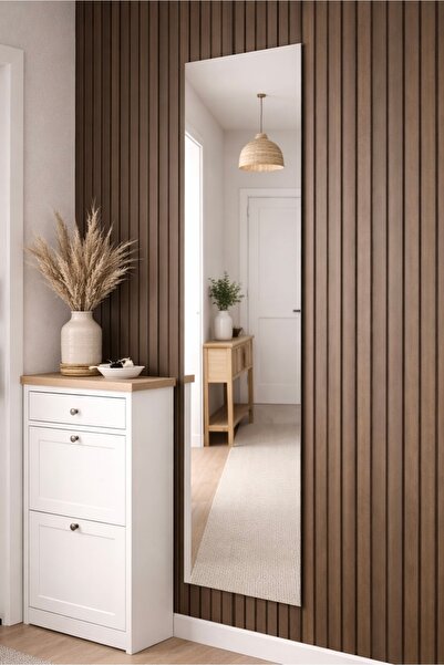 Ahzen Cam Modern Çerçevesiz Boy Aynası Ölçü Seçenekli Duvar Aynası