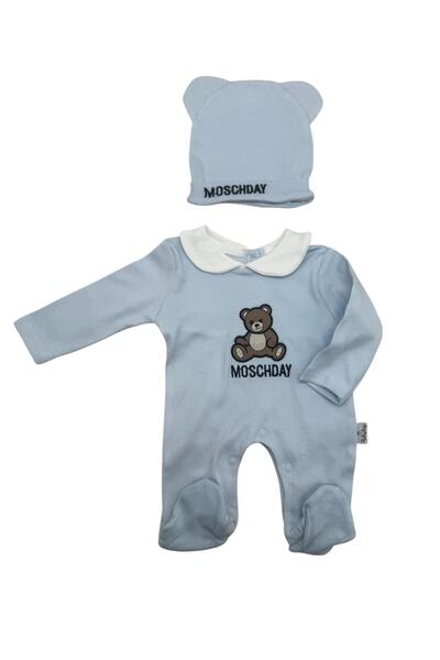 Baby day Cotton 2-Piece Newborn Set - Blue Color - Cute Bear Design