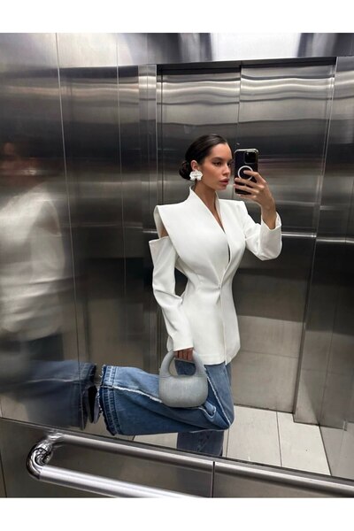 LOKADI Kadın Pencere Detaylı Uzun Kollu Şık Blazer Ceket "Ofis Şıklığı"
