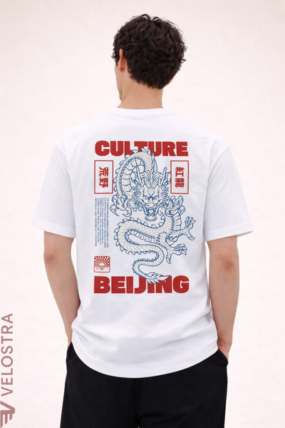 Velostra Tricou unisex oversize pentru femei și bărbați, cu imprimeu dragon, ...
