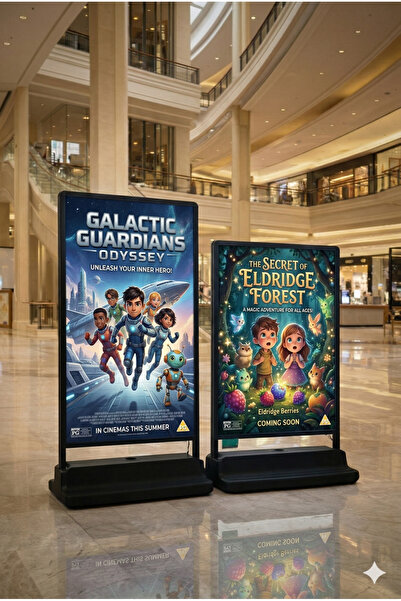 Grand City Media ستاند الإعلاني المضيء بقاعدة تعبئة ماء - وجهين (60×90 سم)