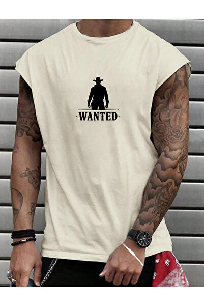 SUNFREE Wanted Printed Sportswear Zero Sleeve Oversize Men's Tshirt